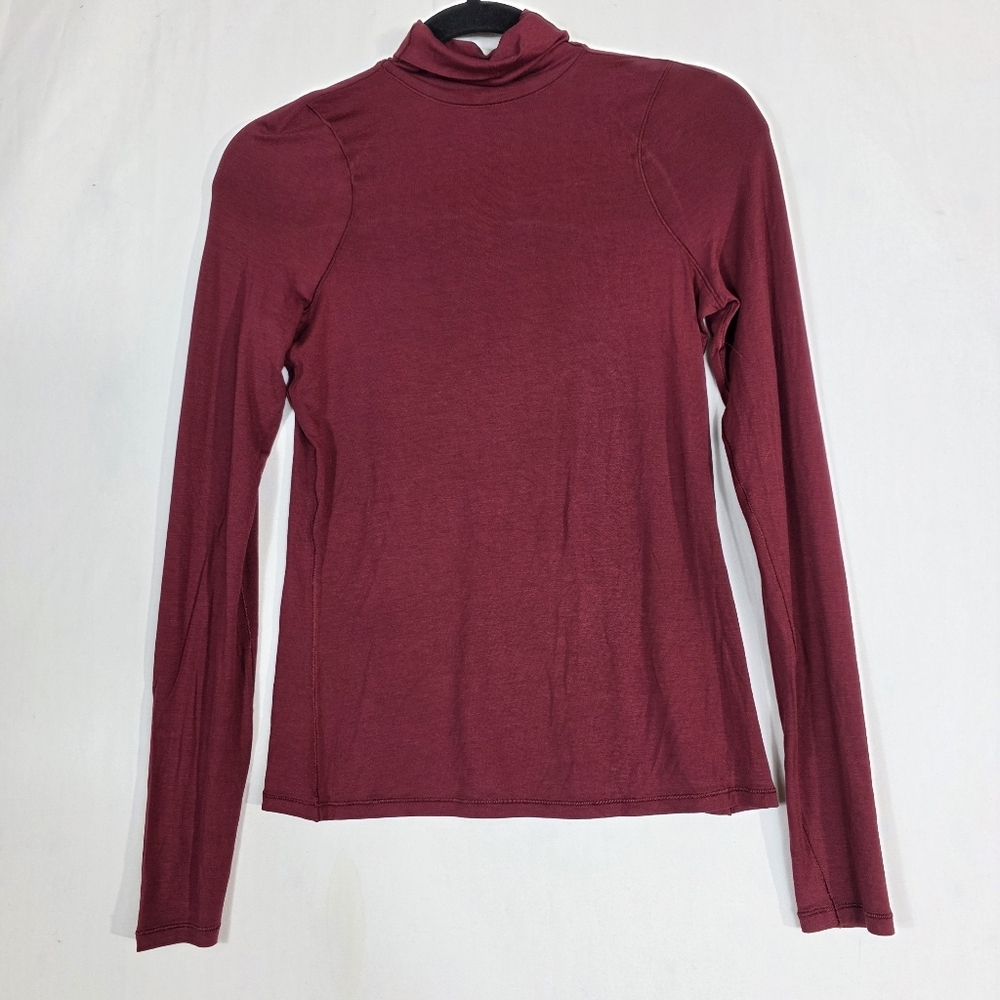 Kit and Ace turtle neck basic stretchy Burgundy Long Sleeve Top